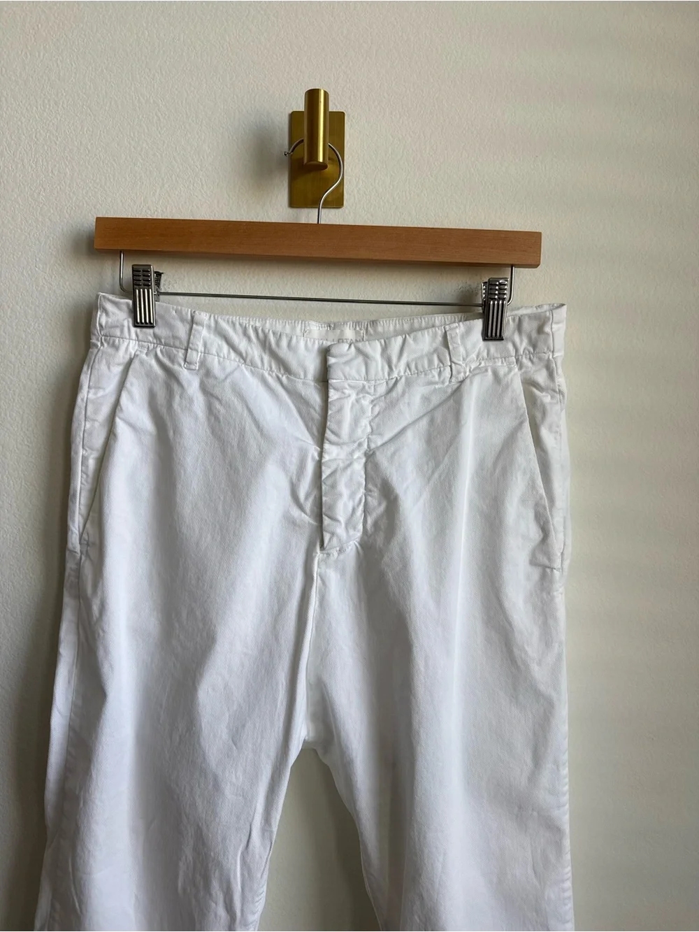 Nili Lotan Paris Twill Pants White Slouchy Cropped Ankle Trousers Size 4